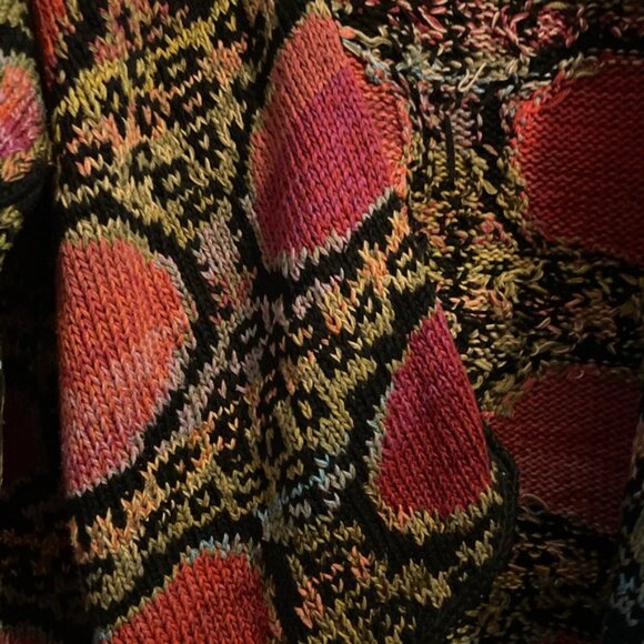 Peruvian Connection Pima Cotton Artsy Art to Wear Open Front Cardigan Size XL - Picture 3 of 9